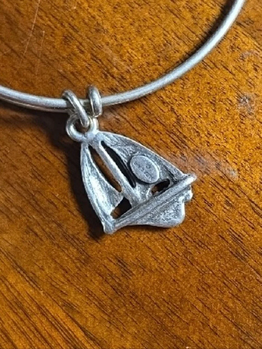 Alex And Ani Sailboat Charm Bangle Bracelet - Silver Color